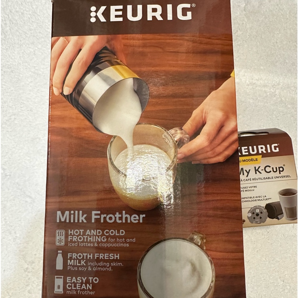 NIB Keurig  frother and reusable K cup.